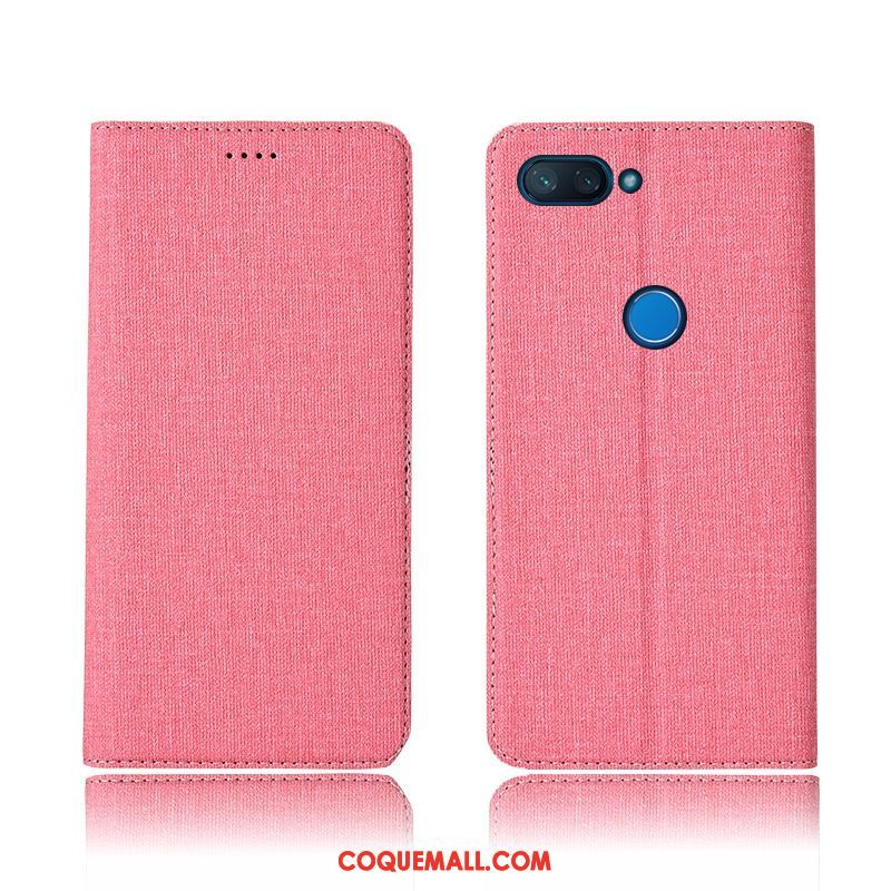 Étui Xiaomi Mi 8 Lite Nouveau Étui En Cuir Protection, Coque Xiaomi Mi 8 Lite Lin Modèle Fleurie Beige