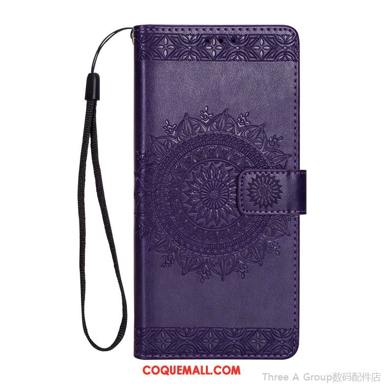 Étui Xiaomi Mi 8 Lite Ornements Suspendus Étui En Cuir Portefeuille, Coque Xiaomi Mi 8 Lite Téléphone Portable Gaufrage