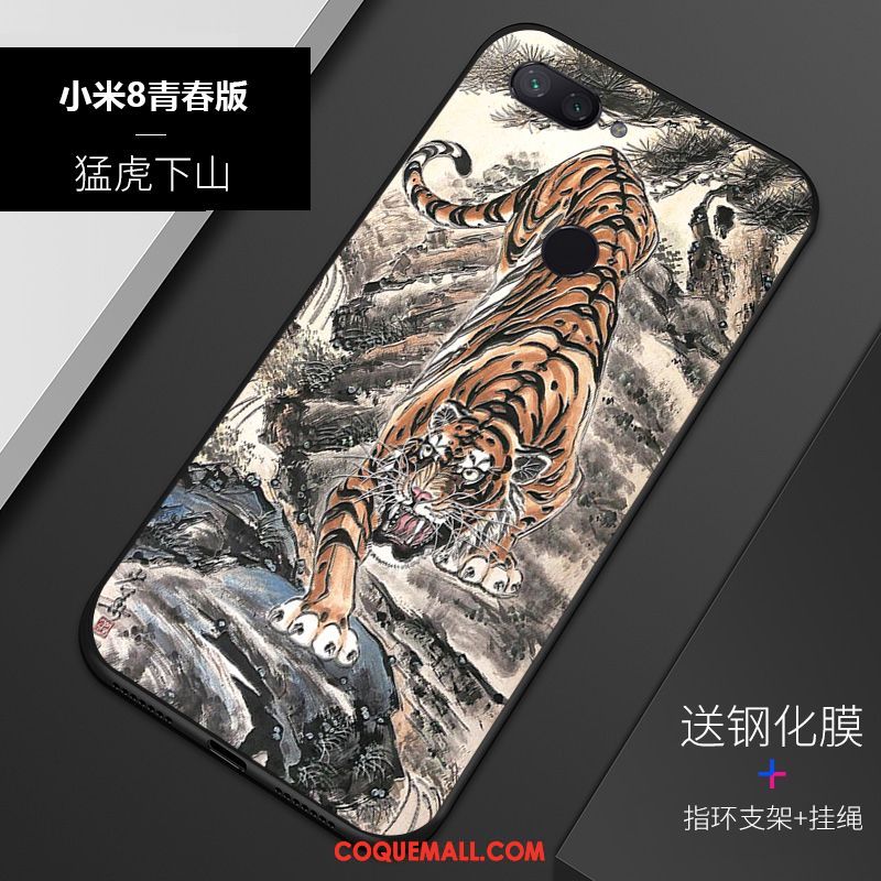 Étui Xiaomi Mi 8 Lite Personnalisé Silicone Fluide Doux, Coque Xiaomi Mi 8 Lite Personnalité Délavé En Daim Beige