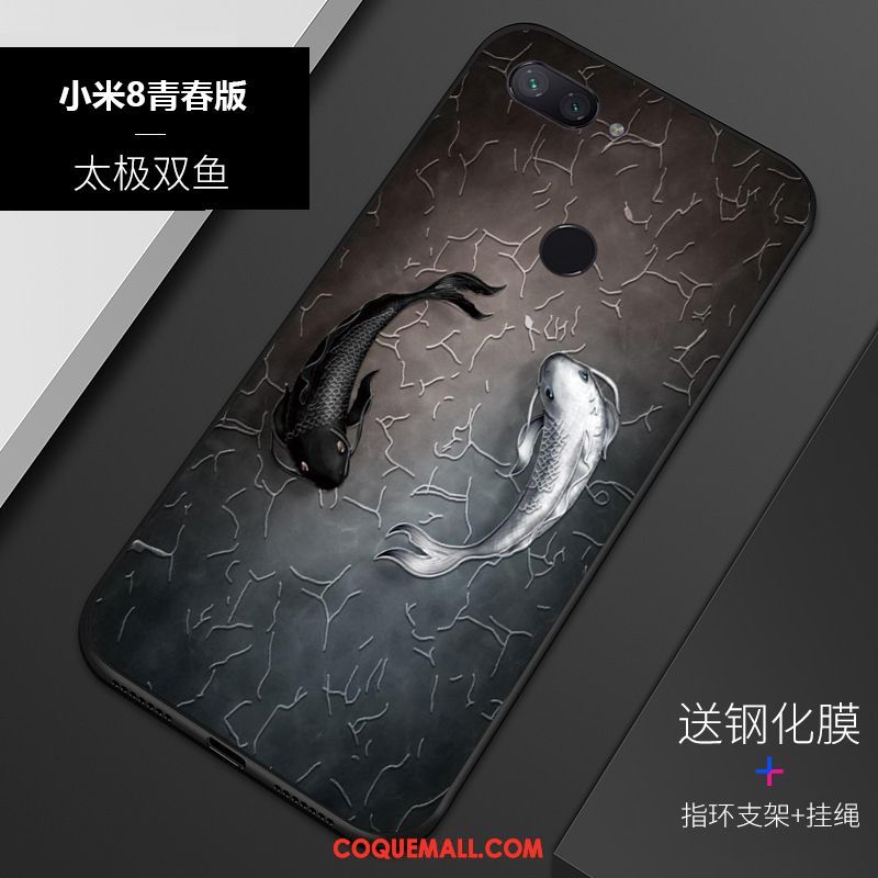 Étui Xiaomi Mi 8 Lite Personnalisé Silicone Fluide Doux, Coque Xiaomi Mi 8 Lite Personnalité Délavé En Daim Beige