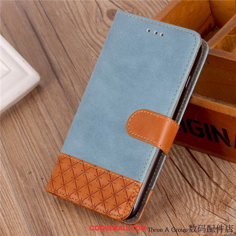 Étui Xiaomi Mi 8 Lite Portefeuille Bleu Téléphone Portable, Coque Xiaomi Mi 8 Lite Protection Étui En Cuir