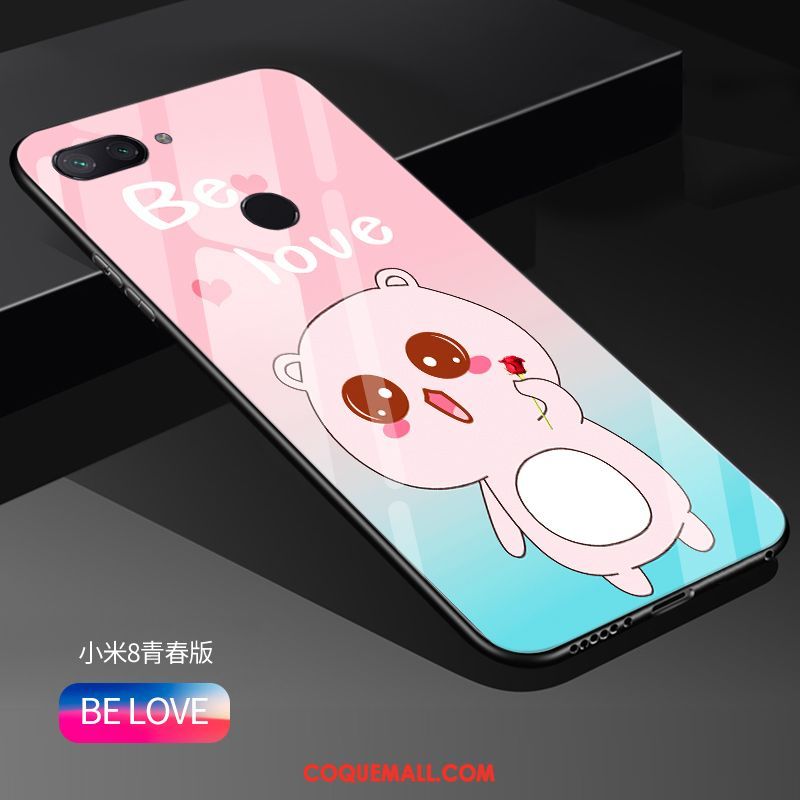 Étui Xiaomi Mi 8 Lite Protection Miroir Créatif, Coque Xiaomi Mi 8 Lite Fluide Doux Téléphone Portable Beige