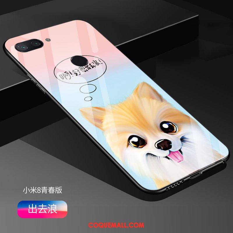 Étui Xiaomi Mi 8 Lite Protection Miroir Créatif, Coque Xiaomi Mi 8 Lite Fluide Doux Téléphone Portable Beige