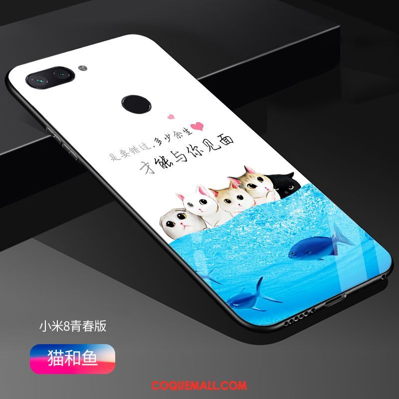 Étui Xiaomi Mi 8 Lite Protection Miroir Créatif, Coque Xiaomi Mi 8 Lite Fluide Doux Téléphone Portable Beige