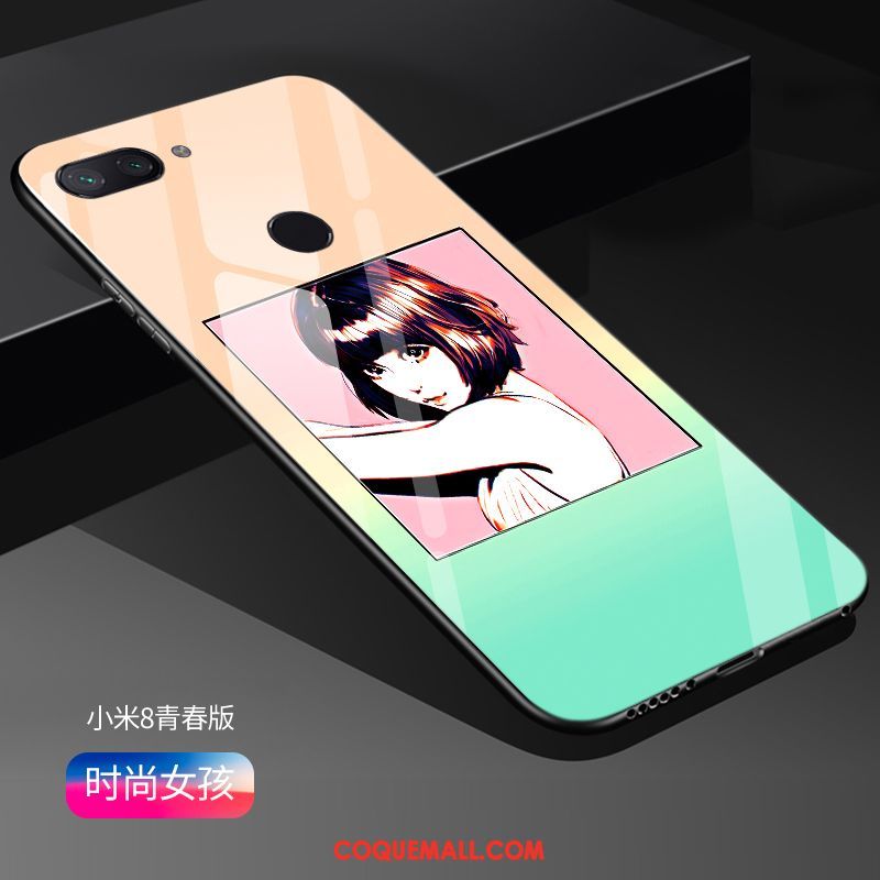 Étui Xiaomi Mi 8 Lite Protection Miroir Créatif, Coque Xiaomi Mi 8 Lite Fluide Doux Téléphone Portable Beige