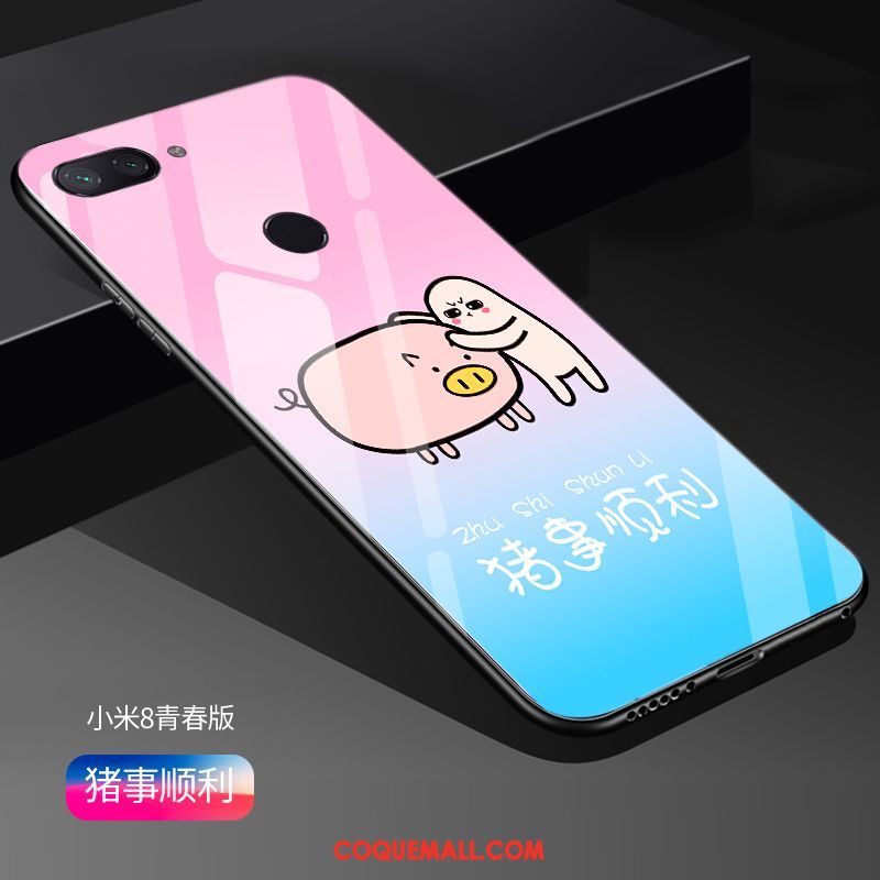 Étui Xiaomi Mi 8 Lite Protection Miroir Créatif, Coque Xiaomi Mi 8 Lite Fluide Doux Téléphone Portable Beige