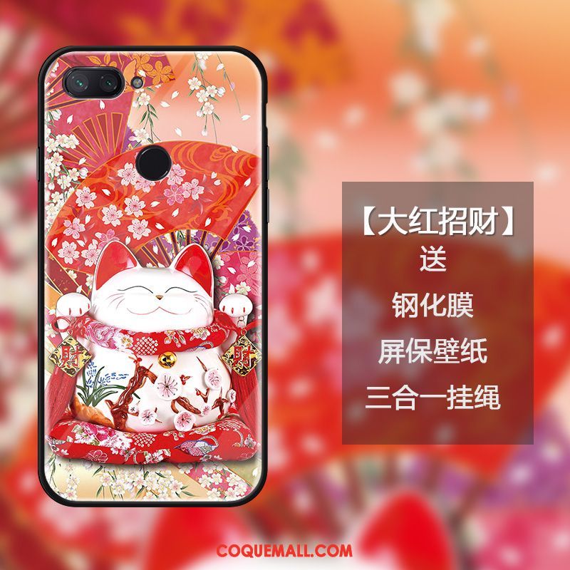 Étui Xiaomi Mi 8 Lite Sentir Verre Jeunesse, Coque Xiaomi Mi 8 Lite Chat De Fête Beige