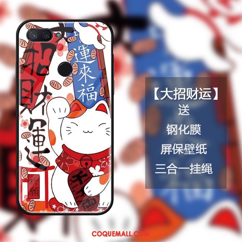 Étui Xiaomi Mi 8 Lite Sentir Verre Jeunesse, Coque Xiaomi Mi 8 Lite Chat De Fête Beige