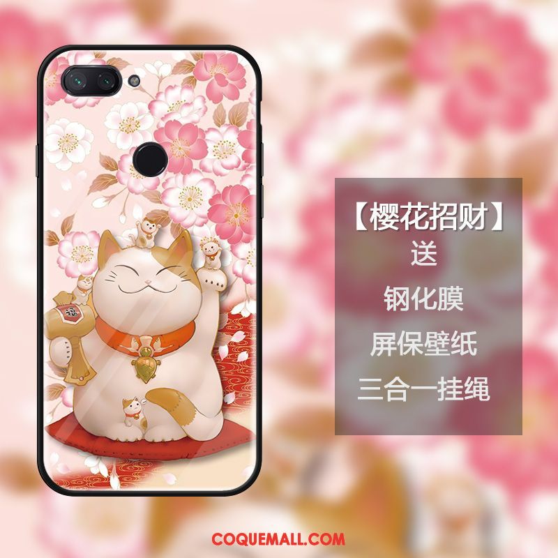 Étui Xiaomi Mi 8 Lite Sentir Verre Jeunesse, Coque Xiaomi Mi 8 Lite Chat De Fête Beige