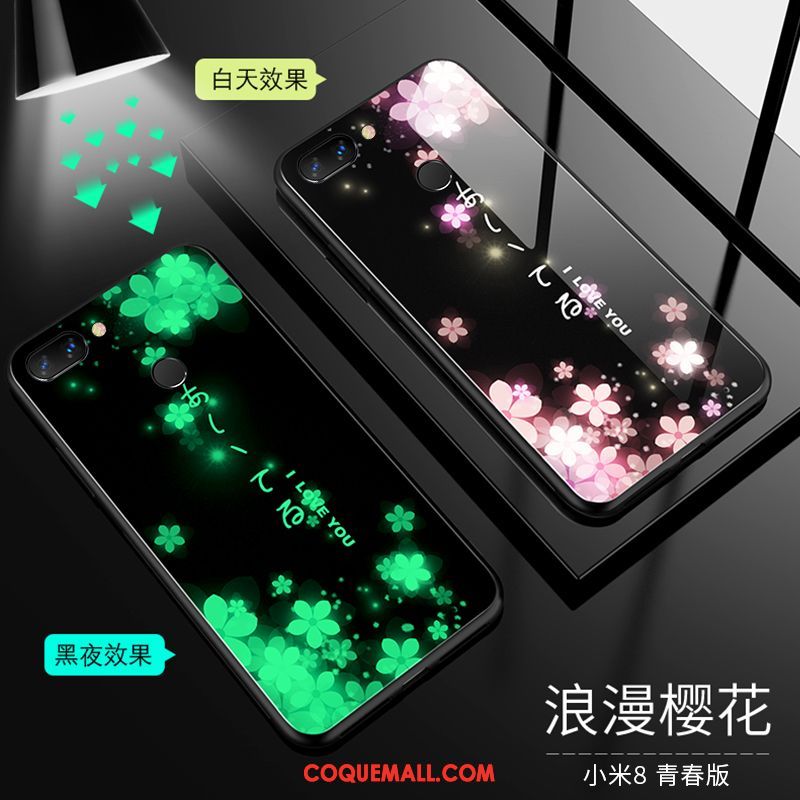 Étui Xiaomi Mi 8 Lite Silicone Verre Tendance, Coque Xiaomi Mi 8 Lite Personnalité Protection Beige