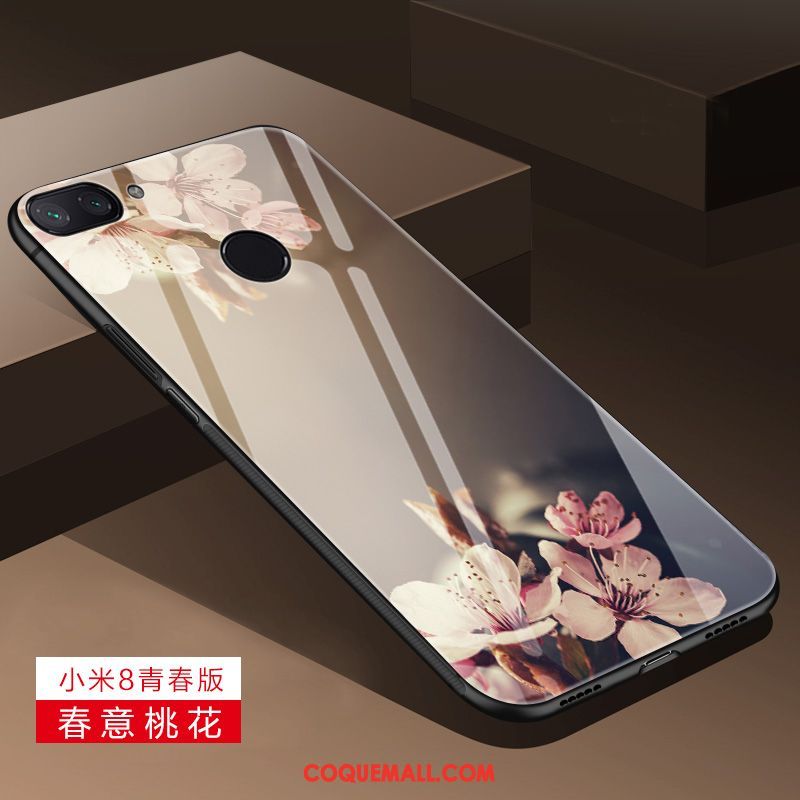 Étui Xiaomi Mi 8 Lite Tout Compris Créatif Jeunesse, Coque Xiaomi Mi 8 Lite Miroir Protection Beige