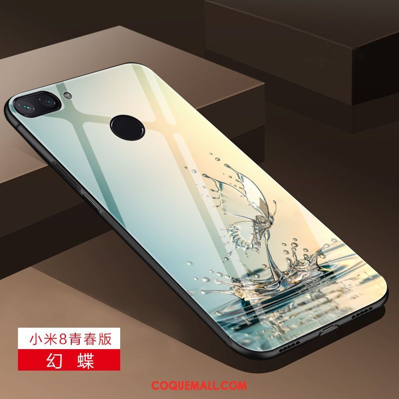 Étui Xiaomi Mi 8 Lite Tout Compris Créatif Jeunesse, Coque Xiaomi Mi 8 Lite Miroir Protection Beige