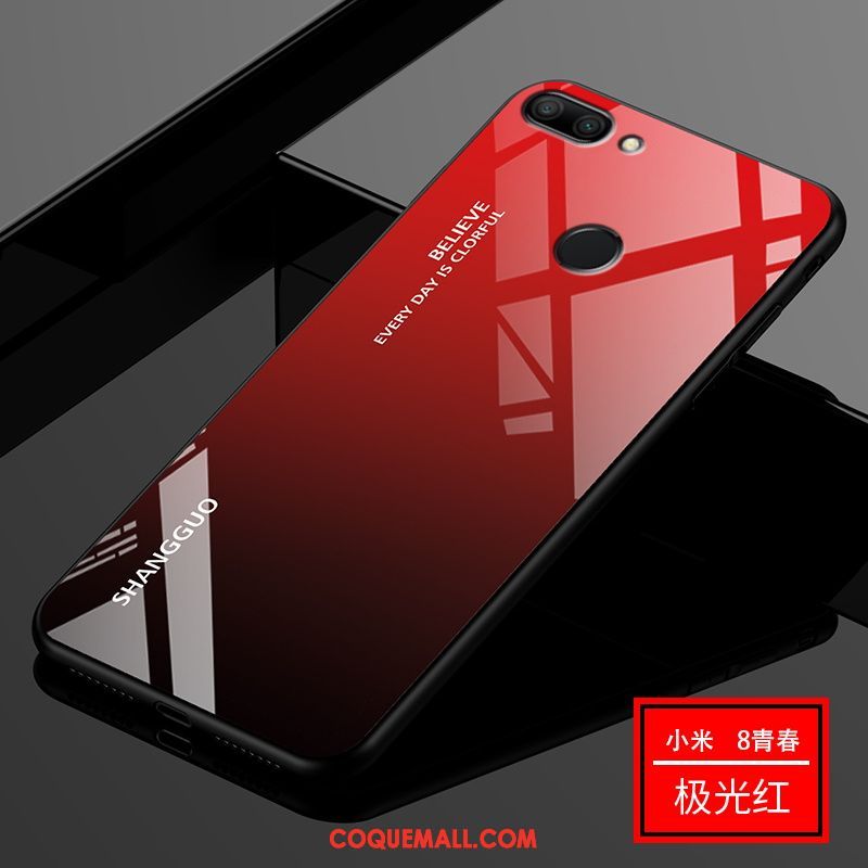 Étui Xiaomi Mi 8 Lite Tout Compris Silicone Net Rouge, Coque Xiaomi Mi 8 Lite Modèle Fleurie Mode Beige