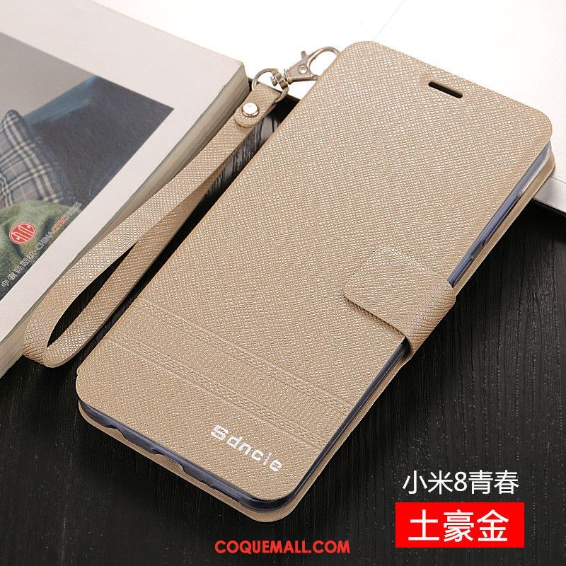 Étui Xiaomi Mi 8 Lite Téléphone Portable Protection Bleu, Coque Xiaomi Mi 8 Lite Fluide Doux Jeunesse Beige