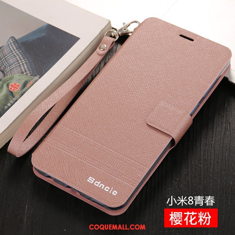 Étui Xiaomi Mi 8 Lite Téléphone Portable Protection Bleu, Coque Xiaomi Mi 8 Lite Fluide Doux Jeunesse Beige