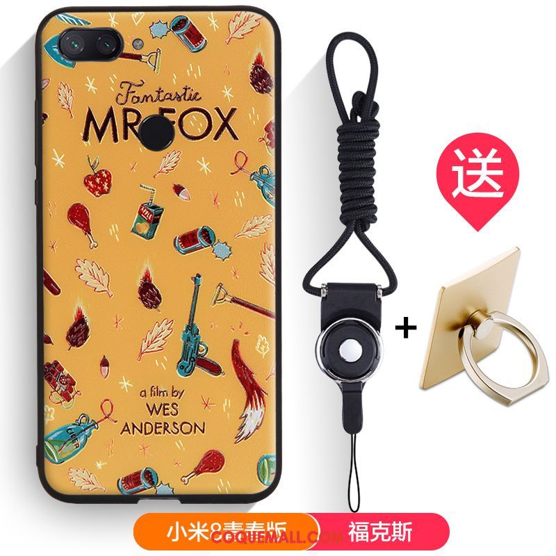 Étui Xiaomi Mi 8 Lite Téléphone Portable Silicone Gaufrage, Coque Xiaomi Mi 8 Lite Dessin Animé Fluide Doux Beige