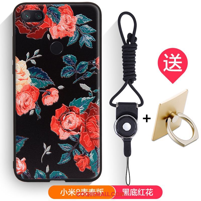 Étui Xiaomi Mi 8 Lite Téléphone Portable Silicone Gaufrage, Coque Xiaomi Mi 8 Lite Dessin Animé Fluide Doux Beige