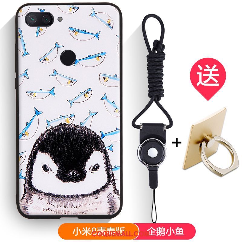 Étui Xiaomi Mi 8 Lite Téléphone Portable Silicone Gaufrage, Coque Xiaomi Mi 8 Lite Dessin Animé Fluide Doux Beige