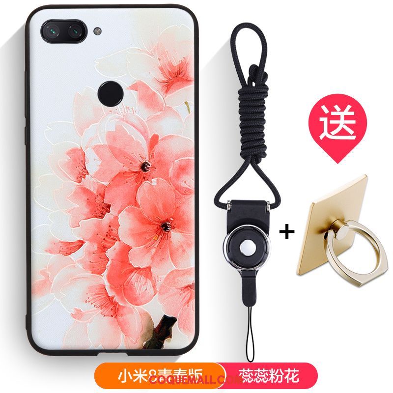 Étui Xiaomi Mi 8 Lite Téléphone Portable Silicone Gaufrage, Coque Xiaomi Mi 8 Lite Dessin Animé Fluide Doux Beige