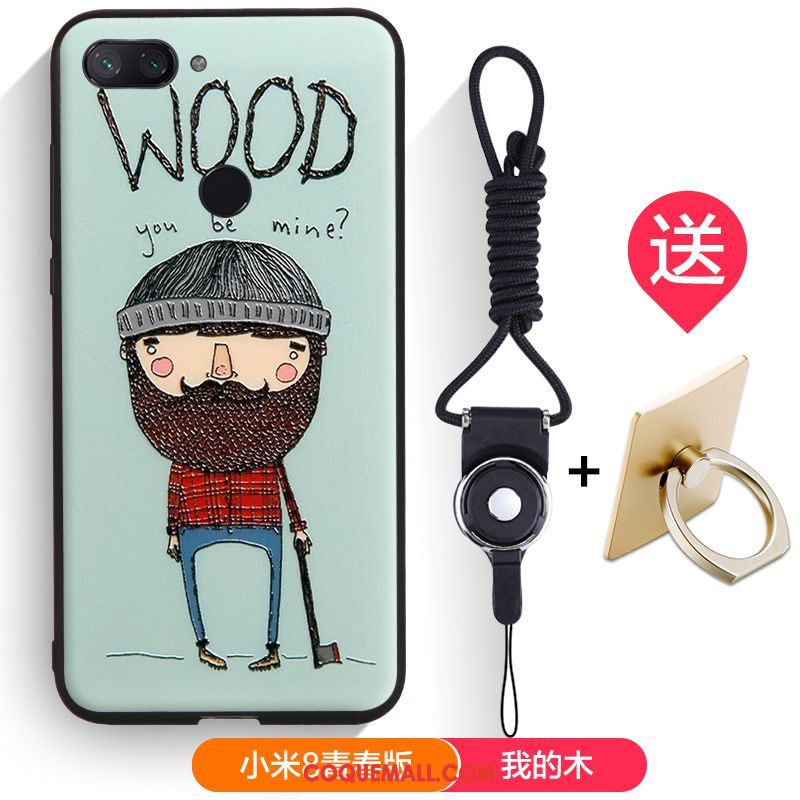 Étui Xiaomi Mi 8 Lite Téléphone Portable Silicone Gaufrage, Coque Xiaomi Mi 8 Lite Dessin Animé Fluide Doux Beige