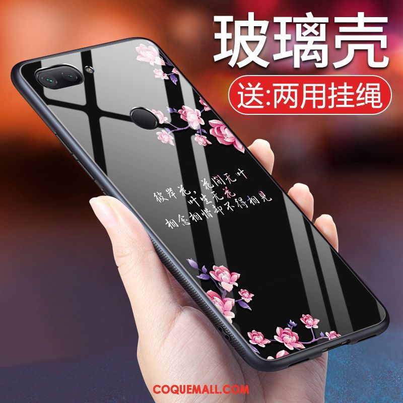 Étui Xiaomi Mi 8 Lite Téléphone Portable Verre Jeunesse, Coque Xiaomi Mi 8 Lite Noir Tendance Beige