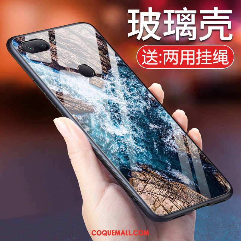 Étui Xiaomi Mi 8 Lite Téléphone Portable Verre Jeunesse, Coque Xiaomi Mi 8 Lite Noir Tendance Beige