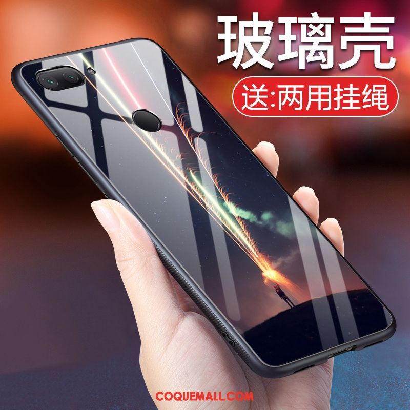 Étui Xiaomi Mi 8 Lite Téléphone Portable Verre Jeunesse, Coque Xiaomi Mi 8 Lite Noir Tendance Beige