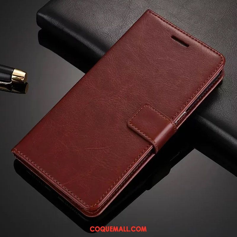 Étui Xiaomi Mi 8 Lite Téléphone Portable Étui En Cuir Rouge, Coque Xiaomi Mi 8 Lite Simple Incassable Beige