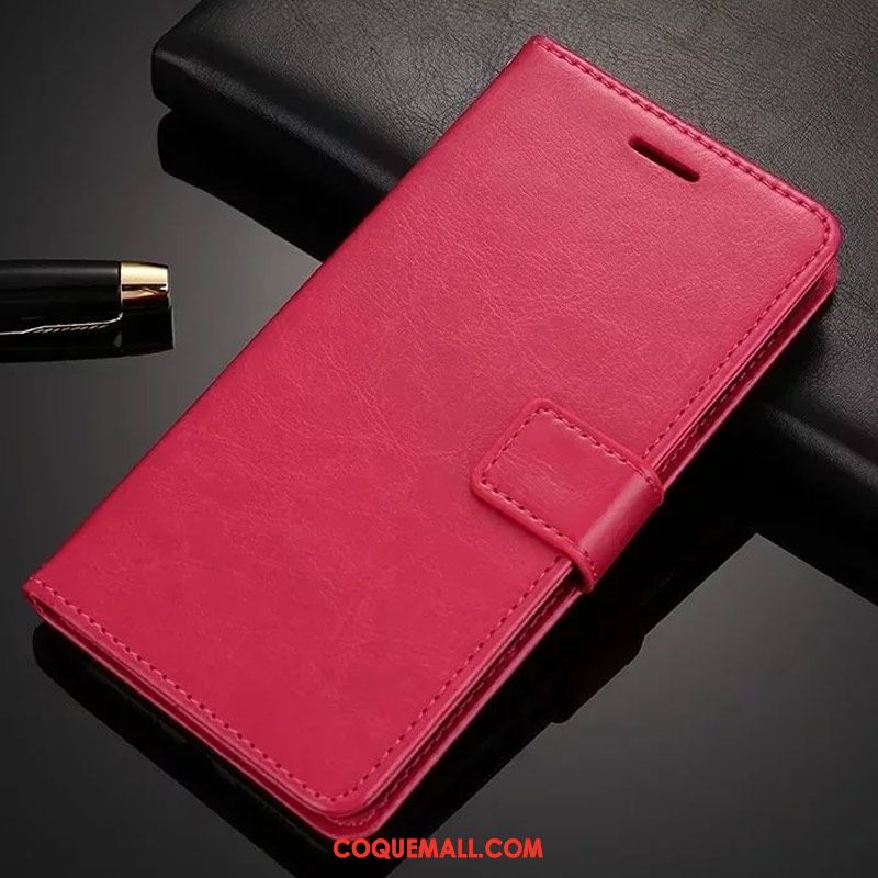 Étui Xiaomi Mi 8 Lite Téléphone Portable Étui En Cuir Rouge, Coque Xiaomi Mi 8 Lite Simple Incassable Beige