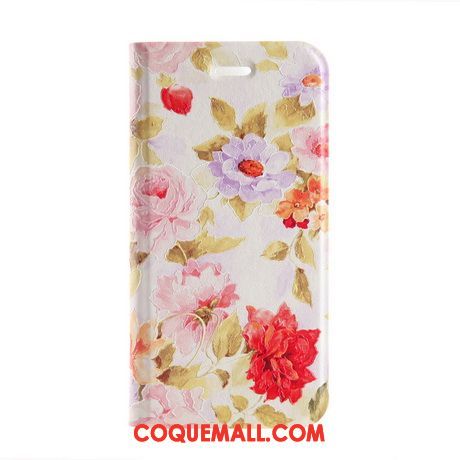 Étui Xiaomi Mi 8 Lite Étui En Cuir Clamshell Gaufrage, Coque Xiaomi Mi 8 Lite Protection Rouge