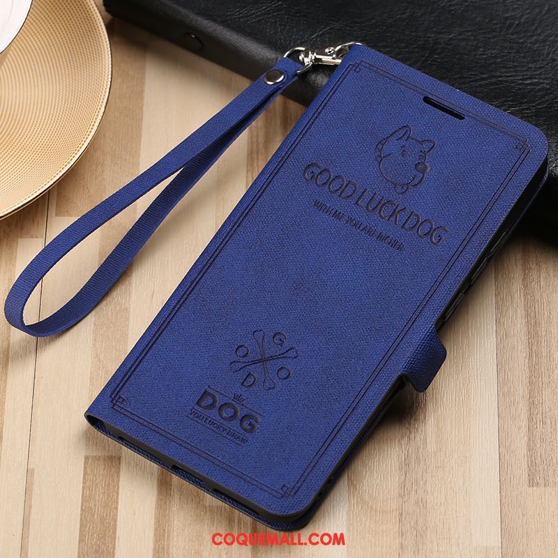 Étui Xiaomi Mi 8 Marque De Tendance Étui En Cuir Vintage, Coque Xiaomi Mi 8 Délavé En Daim Bleu Marin Beige