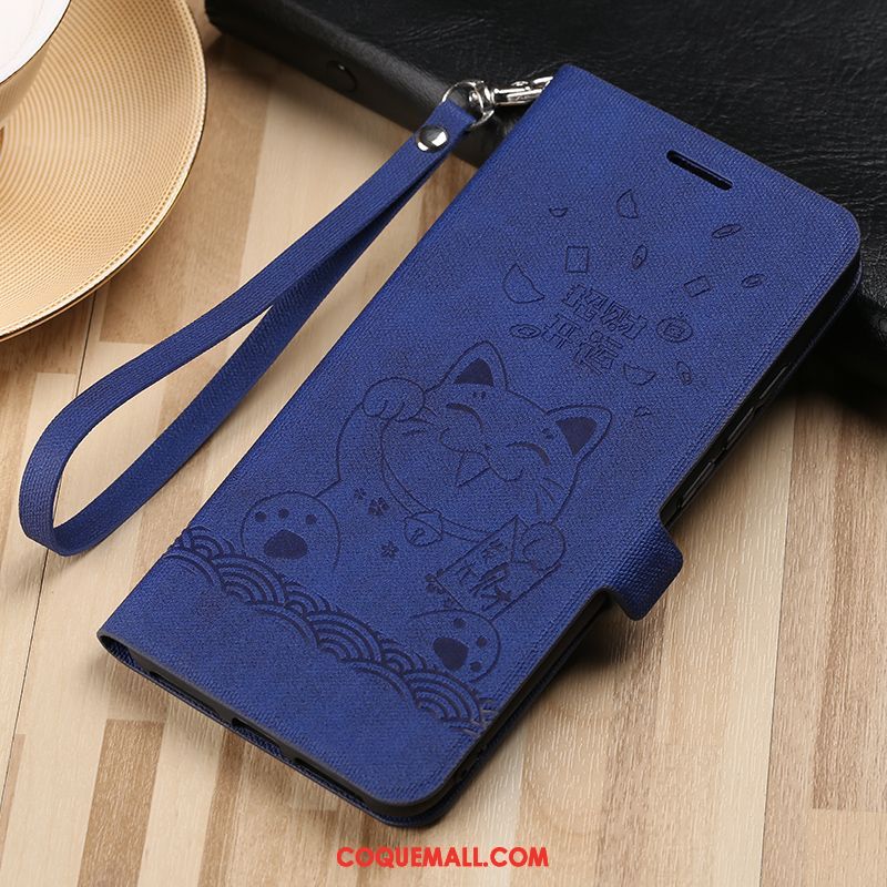 Étui Xiaomi Mi 8 Marque De Tendance Étui En Cuir Vintage, Coque Xiaomi Mi 8 Délavé En Daim Bleu Marin Beige