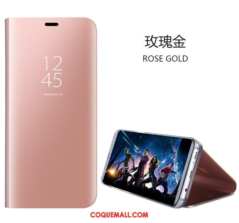 Étui Xiaomi Mi 8 Miroir Dimensionnel Étui En Cuir, Coque Xiaomi Mi 8 Support Rose Beige