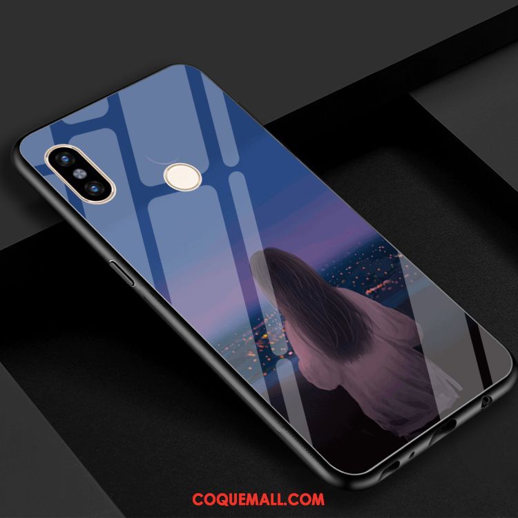 Étui Xiaomi Mi 8 Miroir Petit Verre Trempé, Coque Xiaomi Mi 8 Téléphone Portable Amoureux Beige