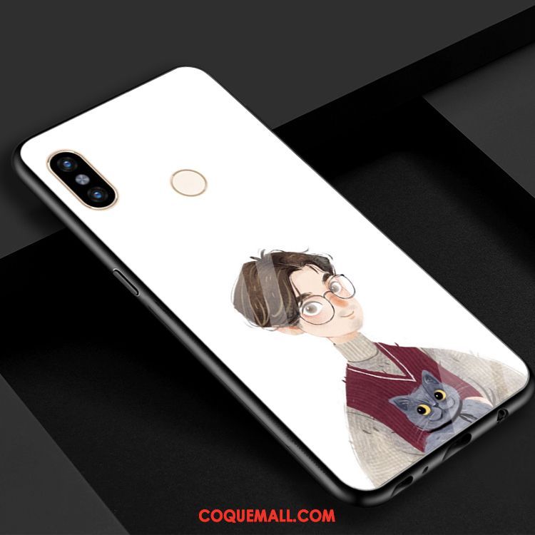 Étui Xiaomi Mi 8 Miroir Petit Verre Trempé, Coque Xiaomi Mi 8 Téléphone Portable Amoureux Beige