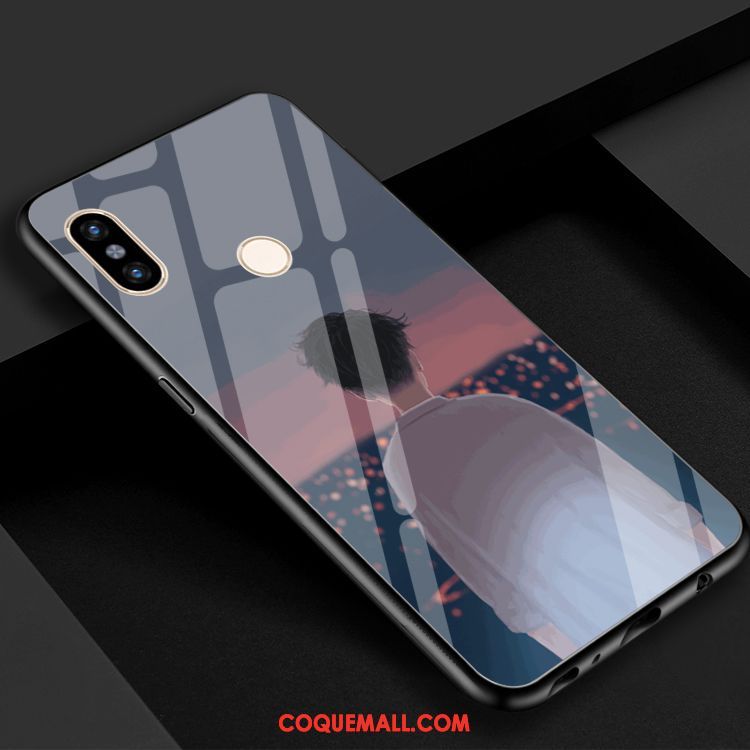 Étui Xiaomi Mi 8 Miroir Petit Verre Trempé, Coque Xiaomi Mi 8 Téléphone Portable Amoureux Beige