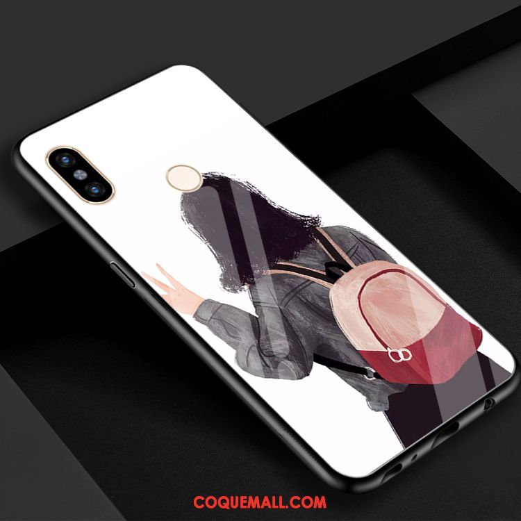 Étui Xiaomi Mi 8 Miroir Petit Verre Trempé, Coque Xiaomi Mi 8 Téléphone Portable Amoureux Beige