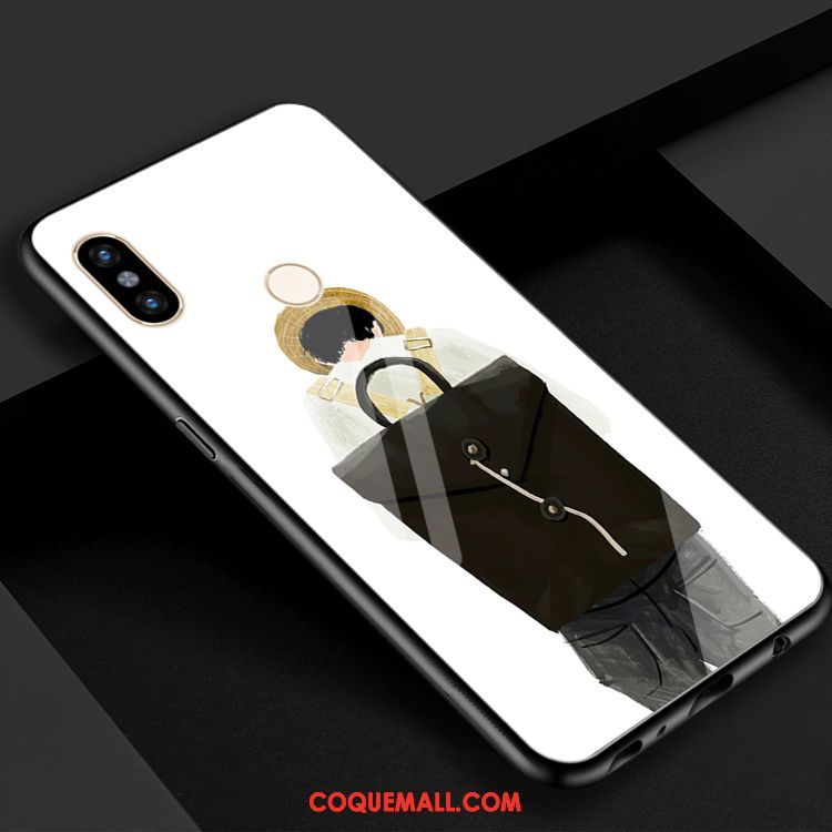 Étui Xiaomi Mi 8 Miroir Petit Verre Trempé, Coque Xiaomi Mi 8 Téléphone Portable Amoureux Beige