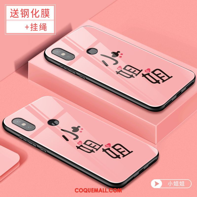 Étui Xiaomi Mi 8 Net Rouge Personnalité Verre, Coque Xiaomi Mi 8 Rose Fluide Doux Beige