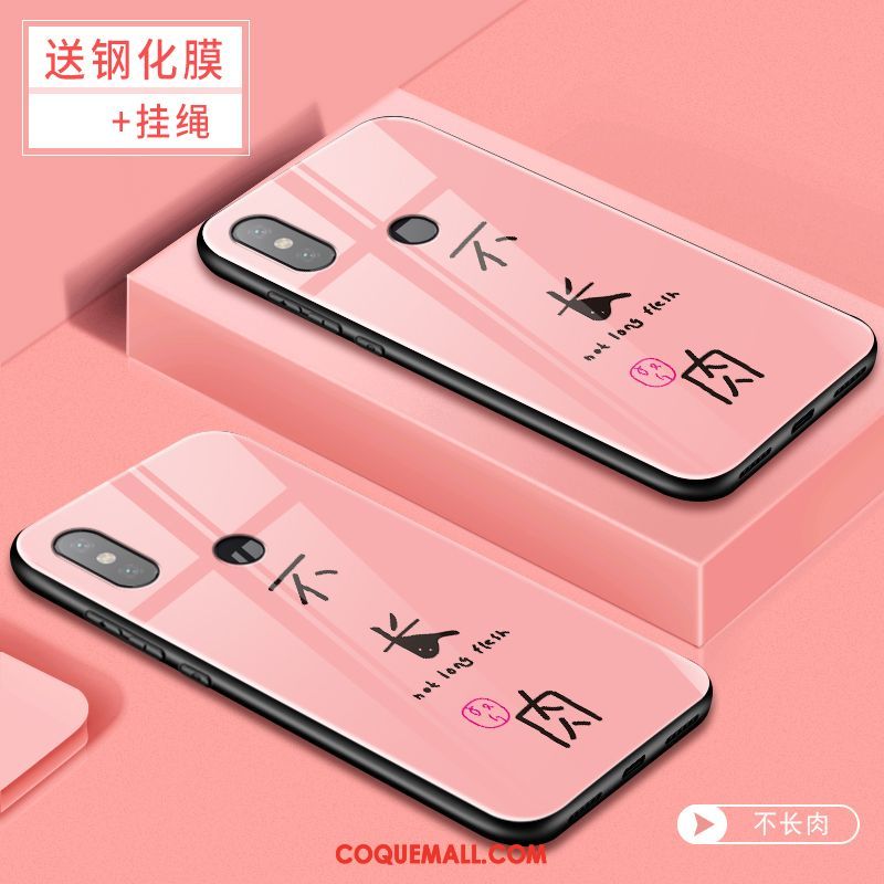 Étui Xiaomi Mi 8 Net Rouge Personnalité Verre, Coque Xiaomi Mi 8 Rose Fluide Doux Beige