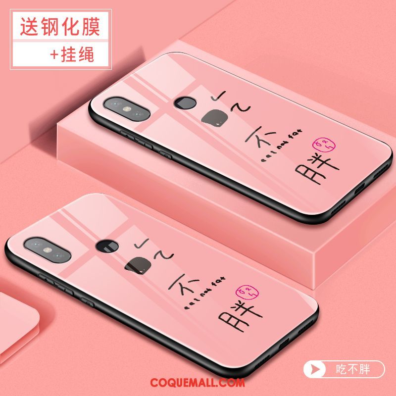 Étui Xiaomi Mi 8 Net Rouge Personnalité Verre, Coque Xiaomi Mi 8 Rose Fluide Doux Beige