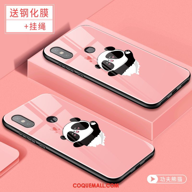 Étui Xiaomi Mi 8 Net Rouge Personnalité Verre, Coque Xiaomi Mi 8 Rose Fluide Doux Beige