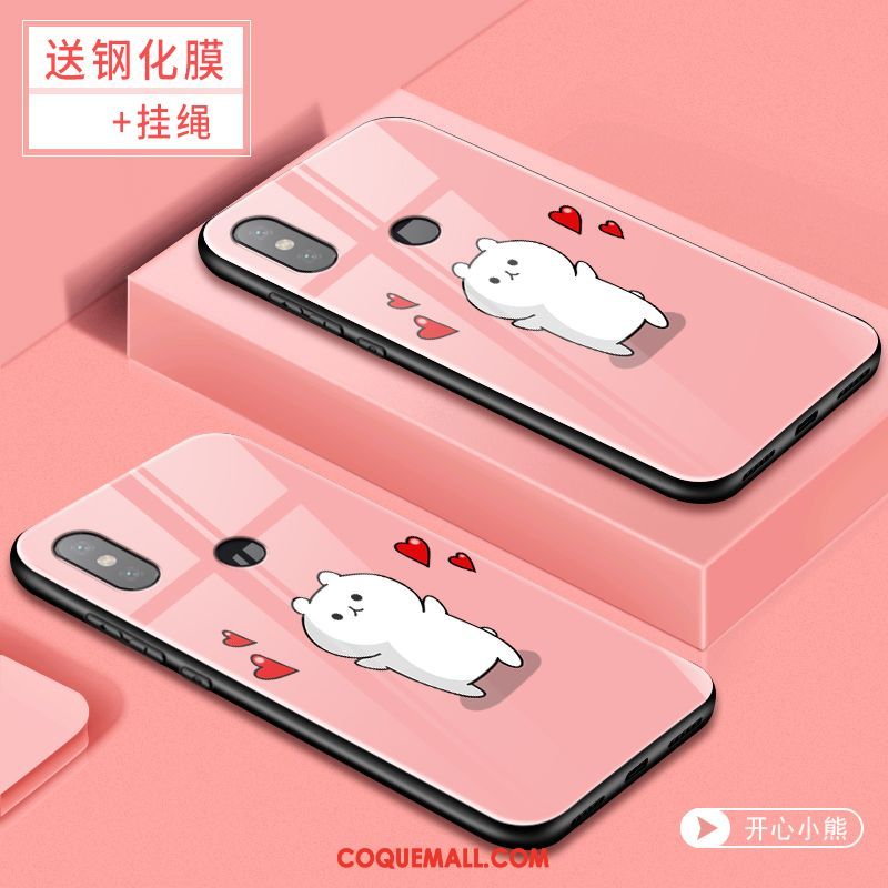 Étui Xiaomi Mi 8 Net Rouge Personnalité Verre, Coque Xiaomi Mi 8 Rose Fluide Doux Beige