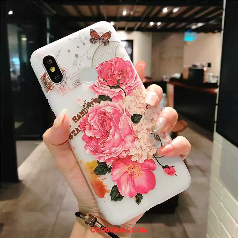 Étui Xiaomi Mi 8 Ornements Suspendus Gaufrage Rose, Coque Xiaomi Mi 8 Fluide Doux Style Chinois Beige