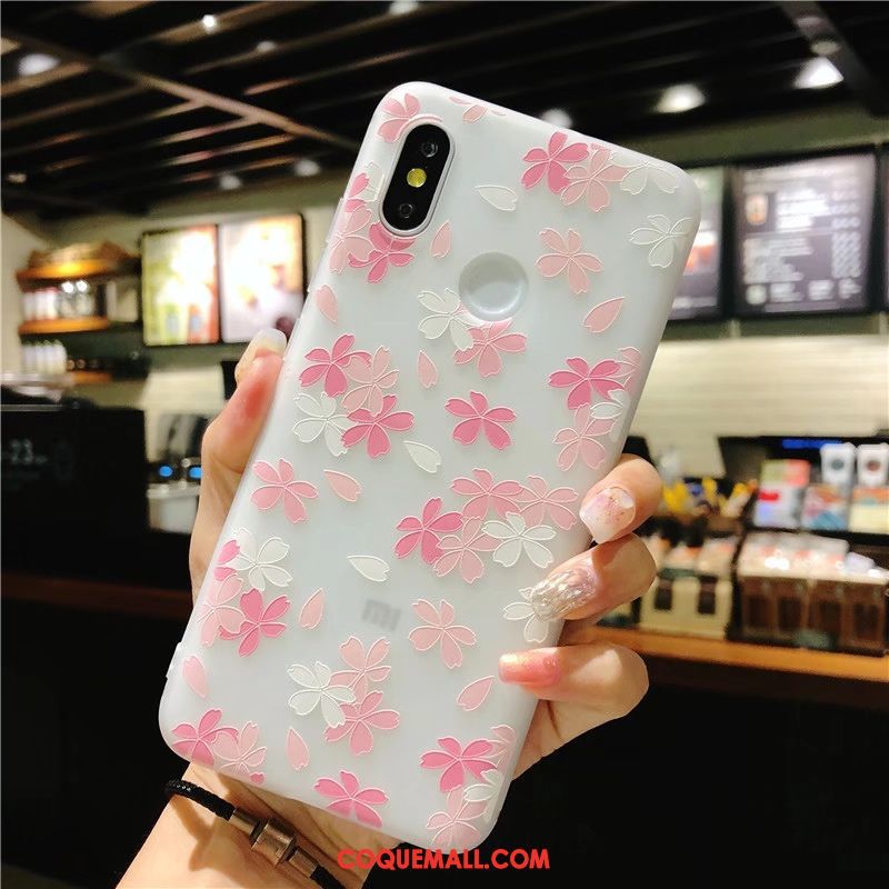 Étui Xiaomi Mi 8 Ornements Suspendus Gaufrage Rose, Coque Xiaomi Mi 8 Fluide Doux Style Chinois Beige