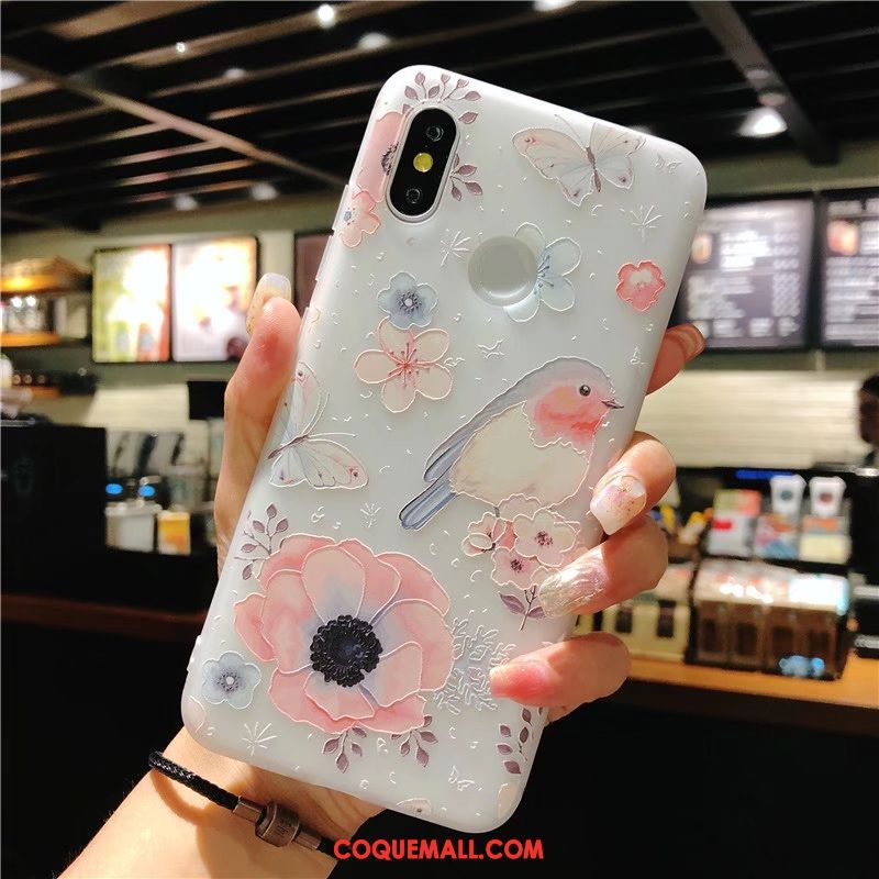 Étui Xiaomi Mi 8 Ornements Suspendus Gaufrage Rose, Coque Xiaomi Mi 8 Fluide Doux Style Chinois Beige