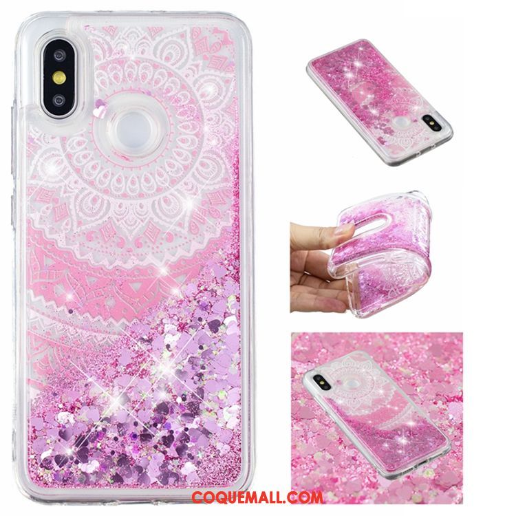 Étui Xiaomi Mi 8 Personnalité Fluide Doux Petit, Coque Xiaomi Mi 8 Rose Téléphone Portable Beige