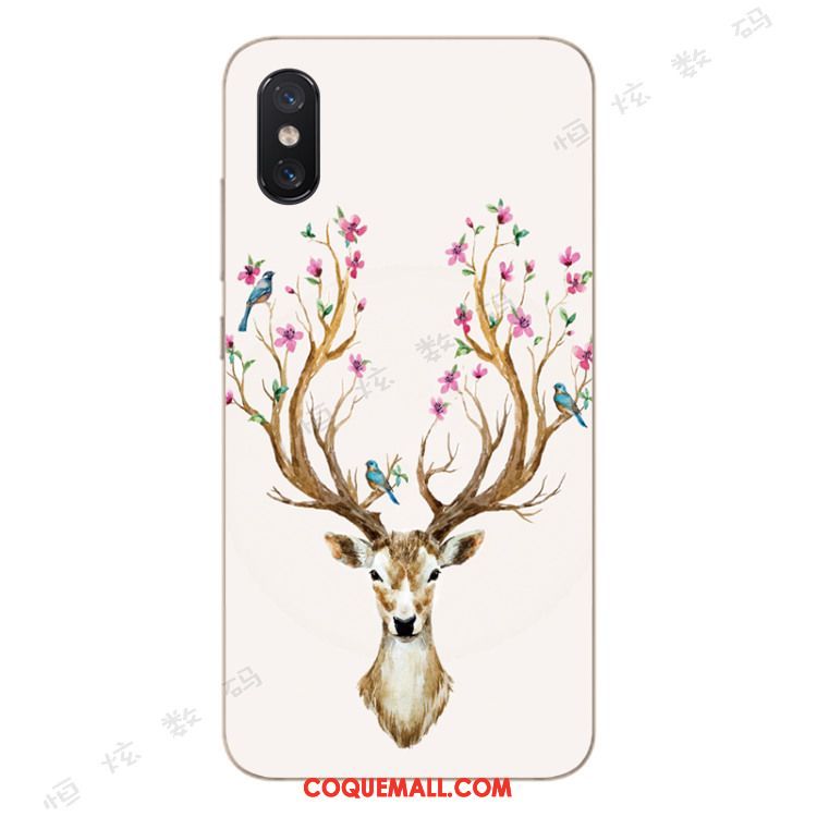 Étui Xiaomi Mi 8 Pro Cerf Incassable Jeunesse, Coque Xiaomi Mi 8 Pro Petit Fluide Doux Beige