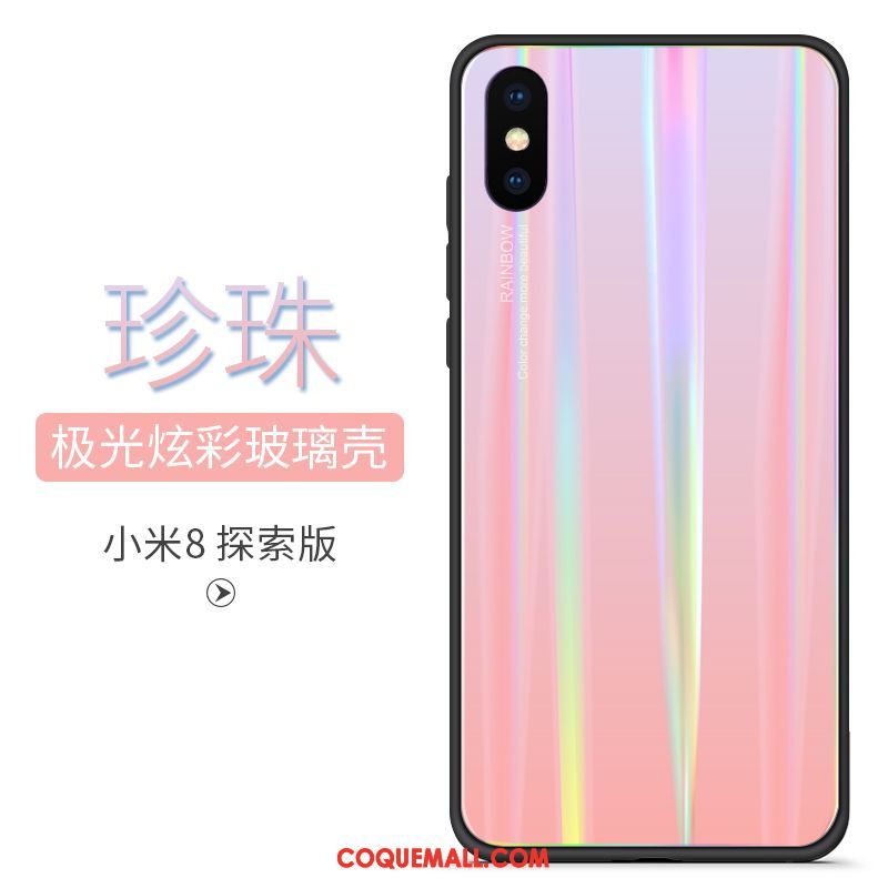 Étui Xiaomi Mi 8 Pro Dégradé De Couleur Petit Modèle Fleurie, Coque Xiaomi Mi 8 Pro Créatif Protection Beige