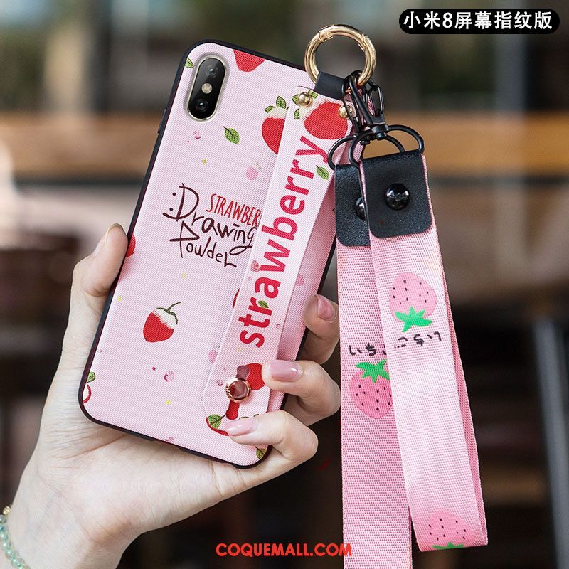 Étui Xiaomi Mi 8 Pro Fluide Doux Net Rouge Délavé En Daim, Coque Xiaomi Mi 8 Pro Téléphone Portable Protection Beige